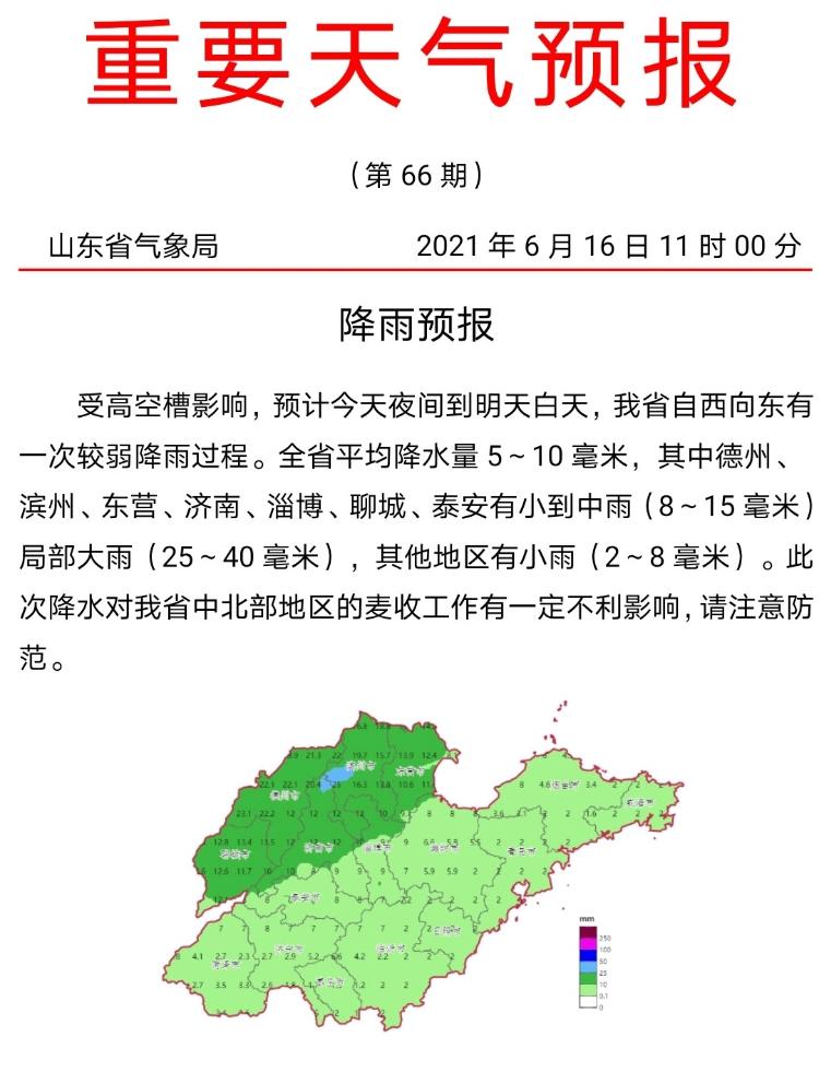 今明山东将再迎降雨 济南、淄博等7市有小到中雨部份大雨